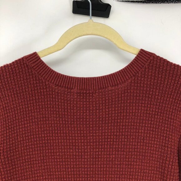 Bootlegger Kismet color block red/gray waffle knit circle hem crew neck size M - Picture 8 of 11